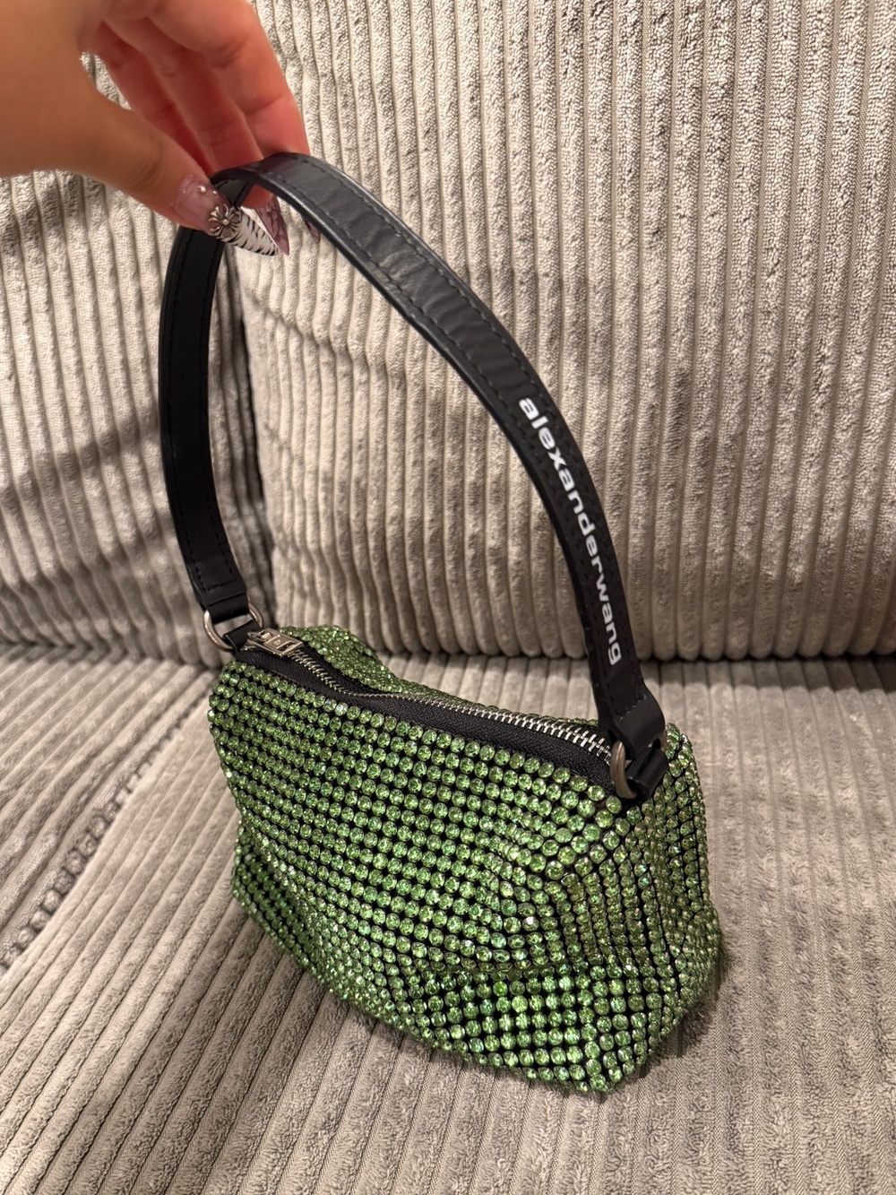 Alexander Wang Mini Heiress crystal mesh bag Green